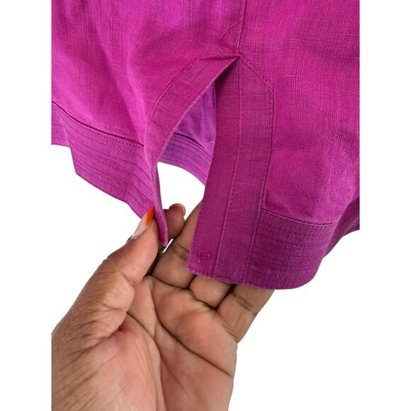 Nygard Collection Button Up Blouse Linen Lagenlook Mandarin Collar Size 16 - Picture 4 of 15